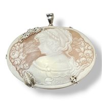 Pendant Mandile 1922 Woman Cammei  in Silver Conchiglia 2MCICM234.4